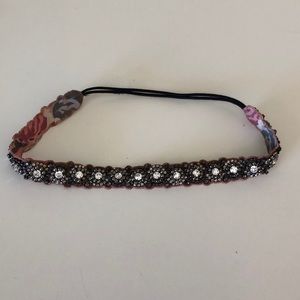 Anthropologie Beaded Stretch Headband, Black